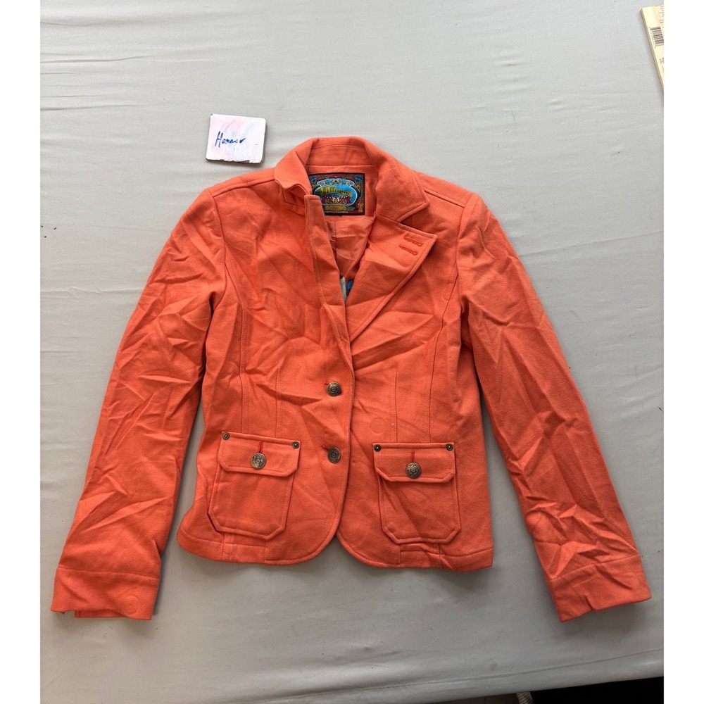 Fillmore MMY Orange Wool Blend Blazer Jacket Style 5663 Women Size Medium